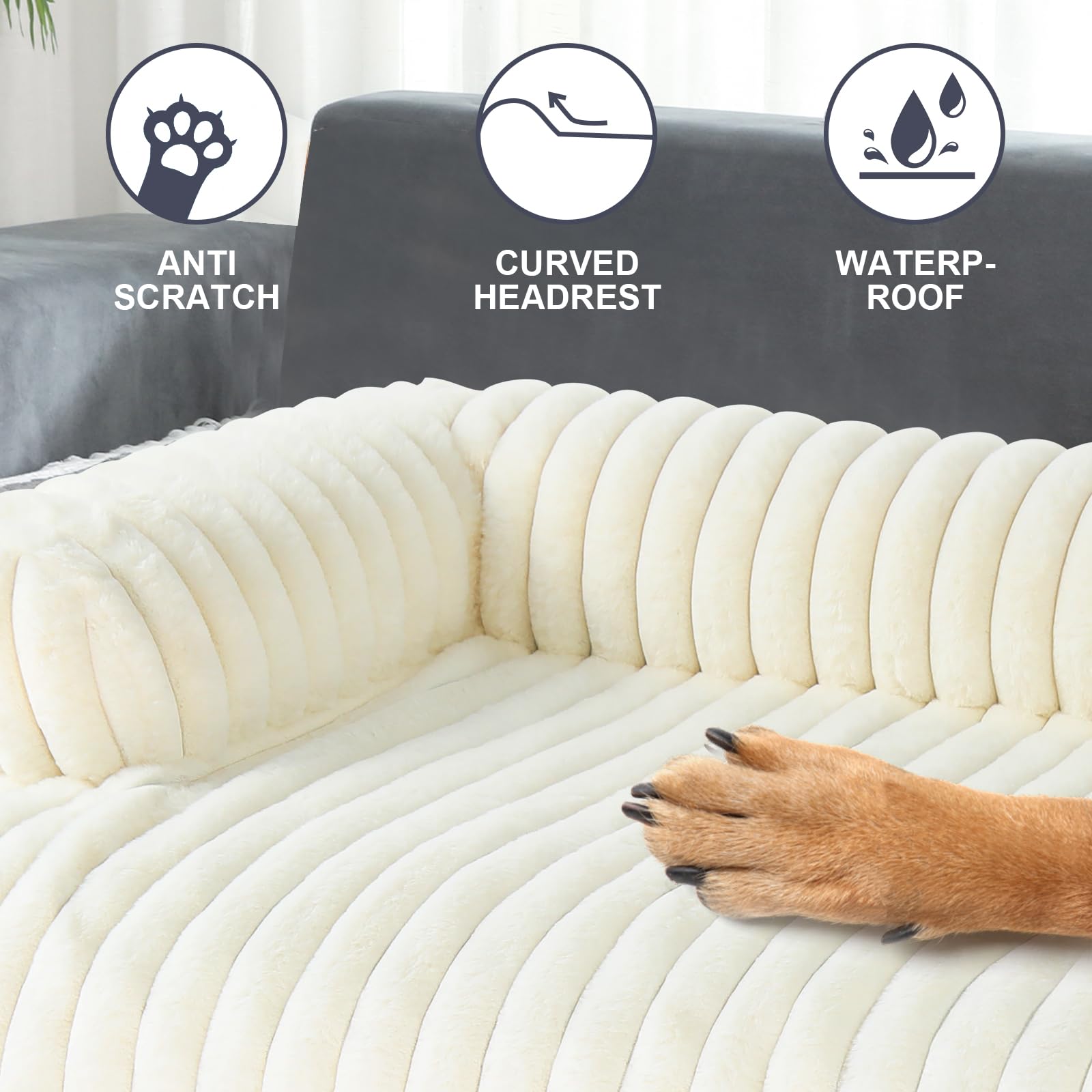 Luxurious Dog Couch Bed, Washable Calming Dog Couch Cover, Removable Couch Protector For Dogs, Waterproof Sofa Bed, Pet Bed Mats